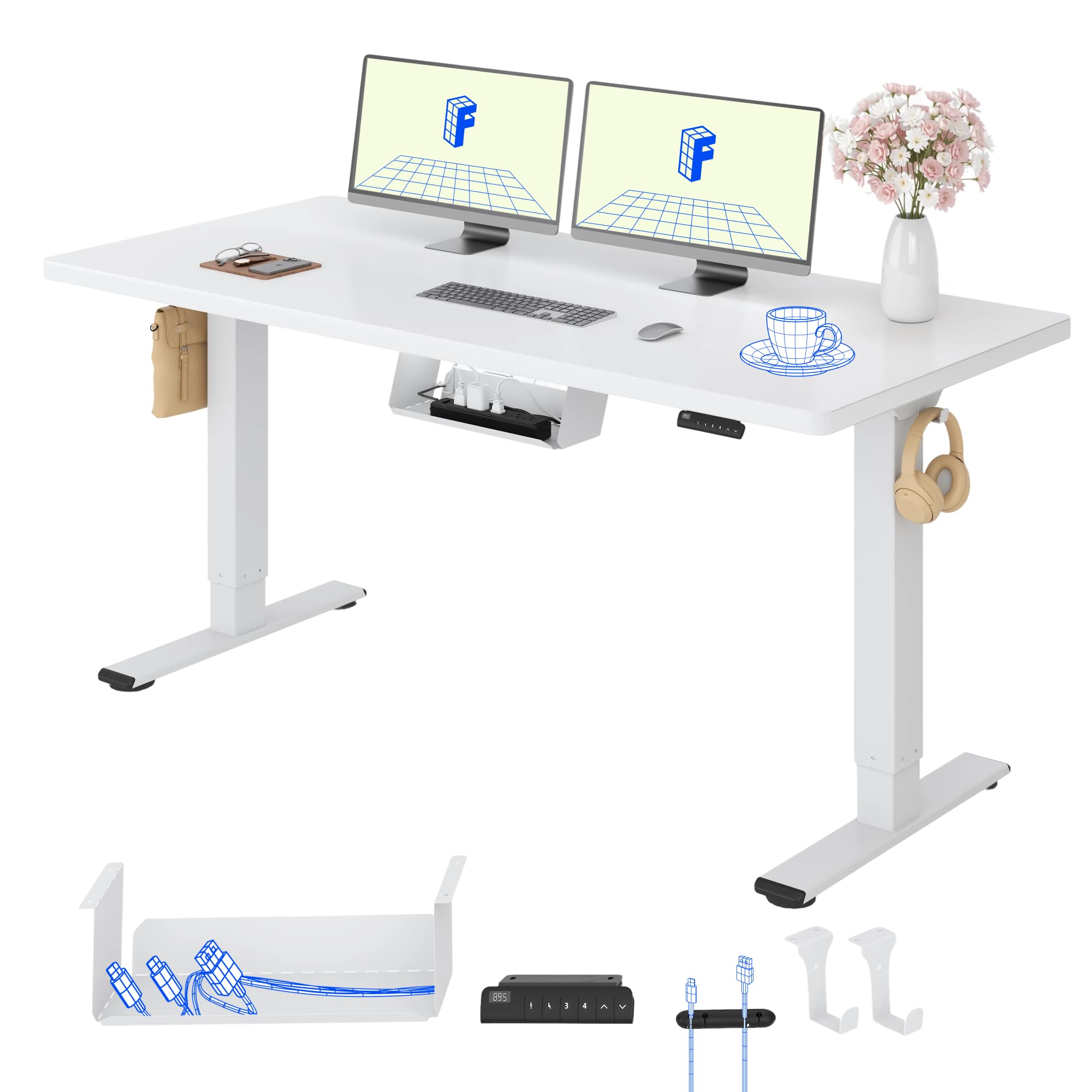 FLEXISPOT EF1 Electric Height Adjustable Desk 140 x 80 cm – Quick